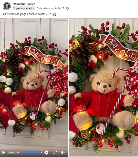 Criação de aluna do curso Natal Encantado: arranjo natalino artesanal.